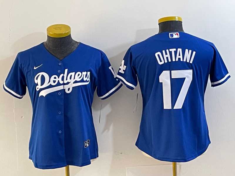 Women's Los Angeles Dodgers #17 Shohei Ohtani Blue Stitched Cool Base Nike Jersey